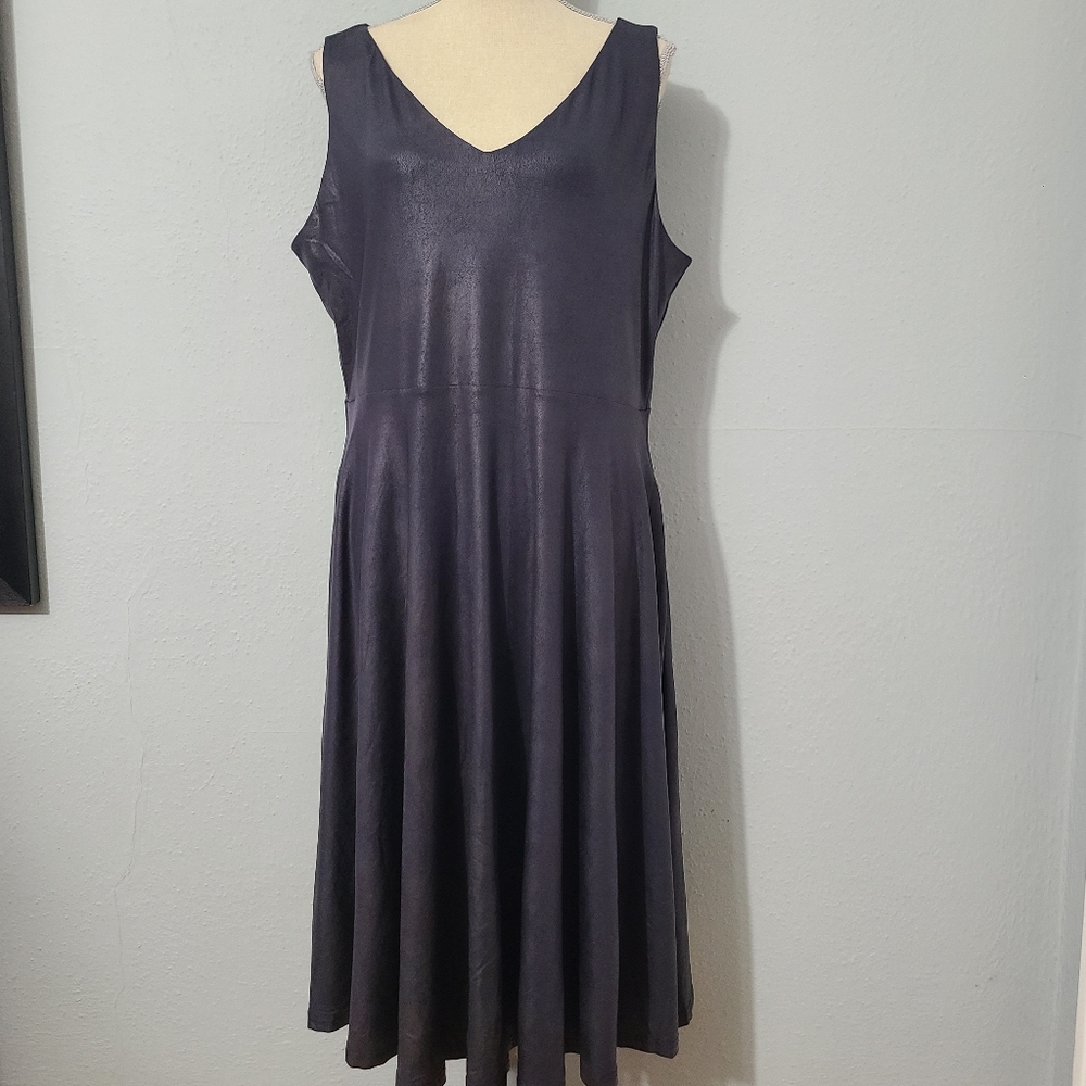 Agnes & Dora Fit & Flare Faux‎ Leather Dress Black NWT XXL